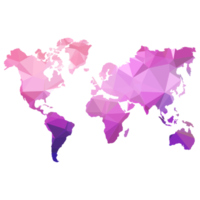 mapa do mundo abstrato. estrutura geométrica na cor azul para apresentação, livreto, site e outros projetos de design. fundo poligonal. png