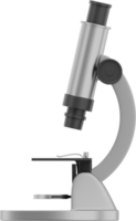 Realistic gray microscope. 3D rendering. PNG Icon on transparent background