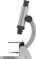 Realistic gray microscope. 3D rendering. PNG Icon on transparent background