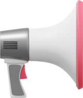 Megaphone realistic side view. PNG icon on a transparent background. 3D rendering.