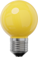 bombilla de luz amarilla realista. representación 3d icono png en fondo transparente
