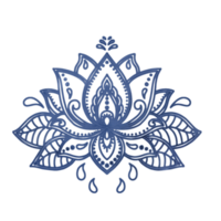 tatoeëren, tarot, Ramadan, yoga ornamenten. bloem lotus silhouette.blue kleur. png