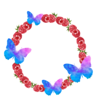 Wreath of raspberry and butterflies. Beautiful design elements. png