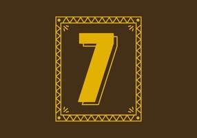 Number 7 in retro rectangle frame vector