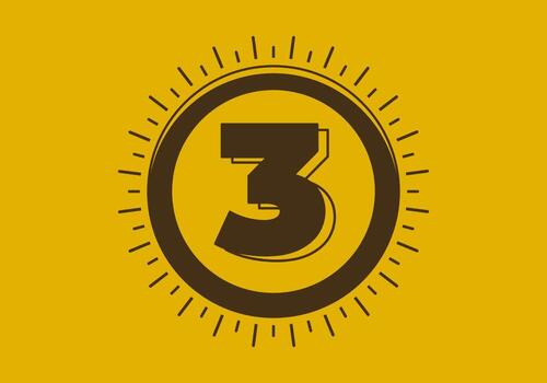 ilustración de marco retro con el número tres en él vector