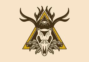 Vintage illustration of a deer skull on triangle frame vector