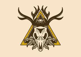 Vintage illustration of a deer skull on triangle frame vector