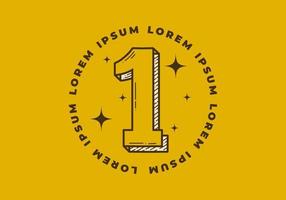 Number one retro illustration design on yellow background vector