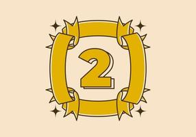 Vintage retro style frame with number two on it vector
