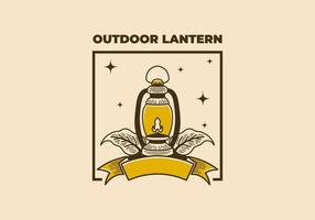 Vintage style of outdoor lantern with ribbon design vector