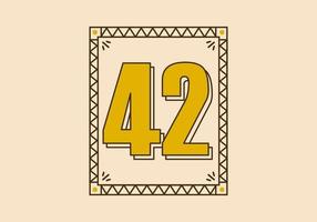 Vintage rectangle frame with number 42 on it vector