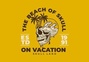 Vintage skull with beach illustration on it vector