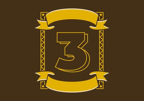 ilustración de marco retro con el número tres en él vector