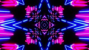 roter blauer Neonhintergrund mit leuchtenden Gradientenpfeilen, die die Vorwärtsrichtung zeigen. Kaleidoskop-VJ-Schleife. video