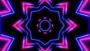 Horizontal glowing lines move in space. Kaleidoscope VJ loop. video