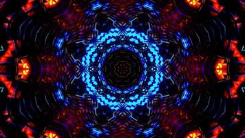 Flying through a tunnel of blue and orange metal cubes. Kaleidoscope VJ loop. video