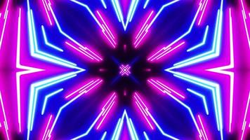 Horizontal glowing lines move in space. Kaleidoscope VJ loop. video