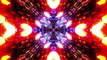 Flying through a tunnel with waves and neon light. Kaleidoscope VJ loop. video