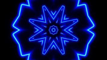 Flying through a neon tunnel with figures in the form of a diamond. Kaleidoscope VJ loop. video