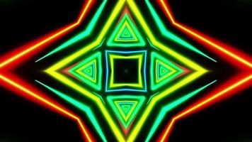 Flying through multicolored triangles painted with light. Kaleidoscope VJ loop. video