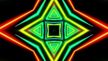 Flying through multicolored triangles painted with light. Kaleidoscope VJ loop. video