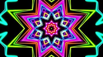 volante attraverso quadrilateri dipinto con multicolore luce. caleidoscopio vj ciclo continuo. video