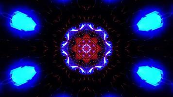 Flying through a tunnel with waves and neon light. Kaleidoscope VJ loop. video