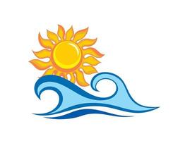 Sun symbol sun and waves. Vector illustration
