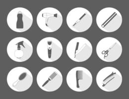 Barber Shop monochrome icons set vector