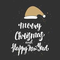 Merry Christmas and Happy New Year on dark background vector