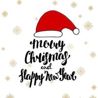 Merry Christmas and Happy New Year with Santa Claus hat vector