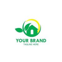 house and leaf logo illustration suitable for property and housing logos or interior designs vector