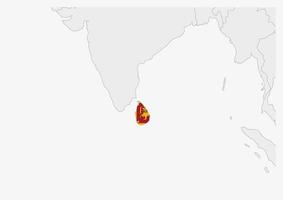 mapa de sri lanka resaltado en los colores de la bandera de sri lanka vector