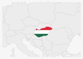 Hungary map highlighted in Hungary flag colors vector