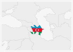 mapa de azerbaiyán resaltado en los colores de la bandera de azerbaiyán vector