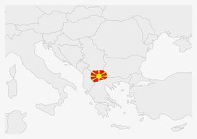 mapa de macedonia resaltado en los colores de la bandera de macedonia vector