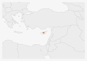 mapa de Chipre resaltado en los colores de la bandera de Chipre vector