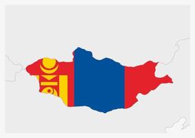 Mongolia map highlighted in Mongoliaflag colors vector