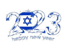 2023 Year in grunge style with flag of Israel. vector