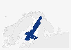 Finland map highlighted in Finland flag colors vector