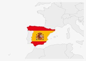 Spain map highlighted in Spain flag colors vector