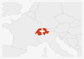 mapa de suiza resaltado en los colores de la bandera de suiza vector