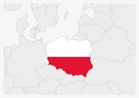 mapa de polonia resaltado en los colores de la bandera de polonia vector