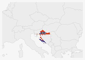 mapa de croacia resaltado en los colores de la bandera de croacia vector