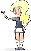 doodle character cartoon waitress vector