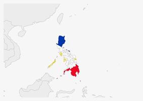 Philippines map highlighted in Philippines flag colors vector