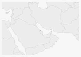 Bahrain map highlighted in Bahrain flag colors vector