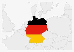 Germany map highlighted in Germany flag colors vector