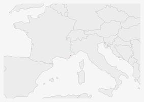 mapa de mónaco resaltado en los colores de la bandera de mónaco vector