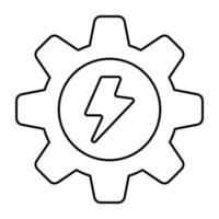 Bolt inside gear, icon of energy management vector